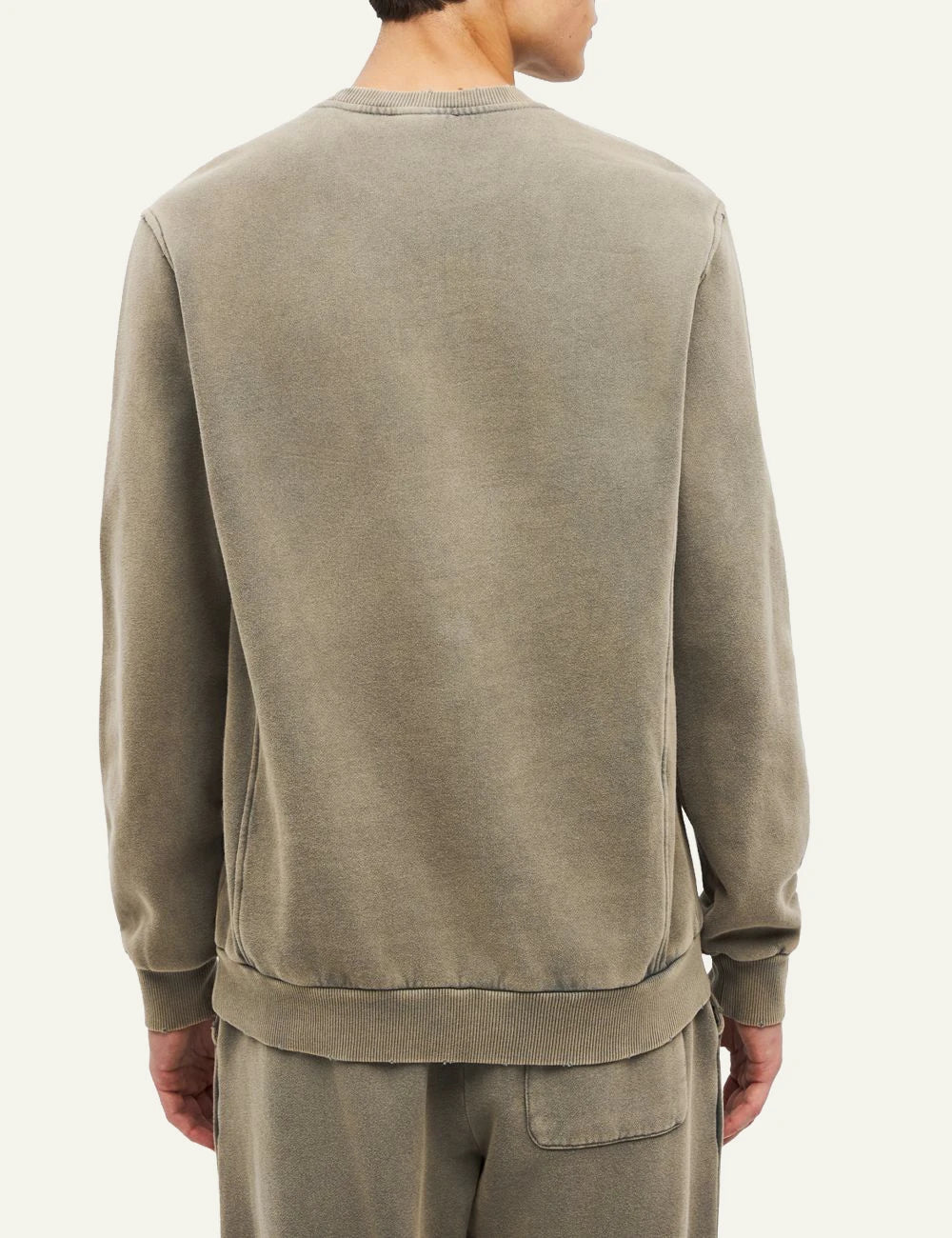 Men's Dirty Laundry grey beige cotton crewneck sweatshirt with raglan sleeves back