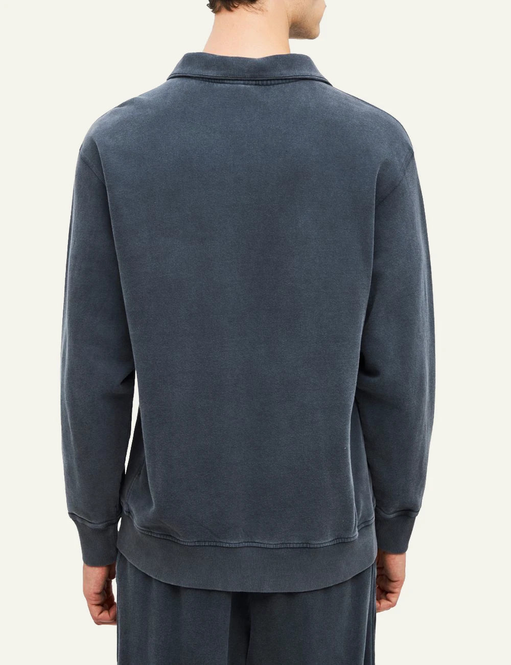 Men's Dirty Laundry dark blue half zip sweatshirt with collar and faded finish back