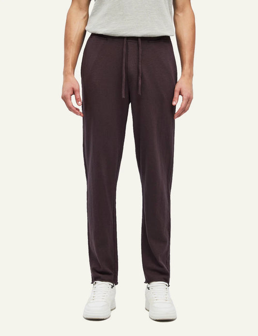 Men's Dirty Laundry dark burgundy cotton sweatpants with drawstring waist and raw edges