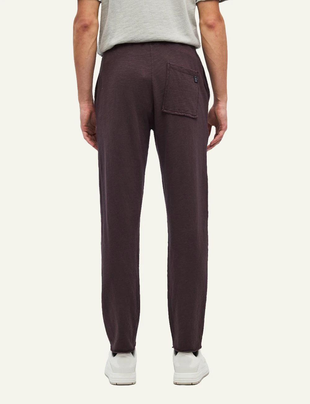 Men's Dirty Laundry dark burgundy cotton sweatpants with drawstring waist and raw edges back