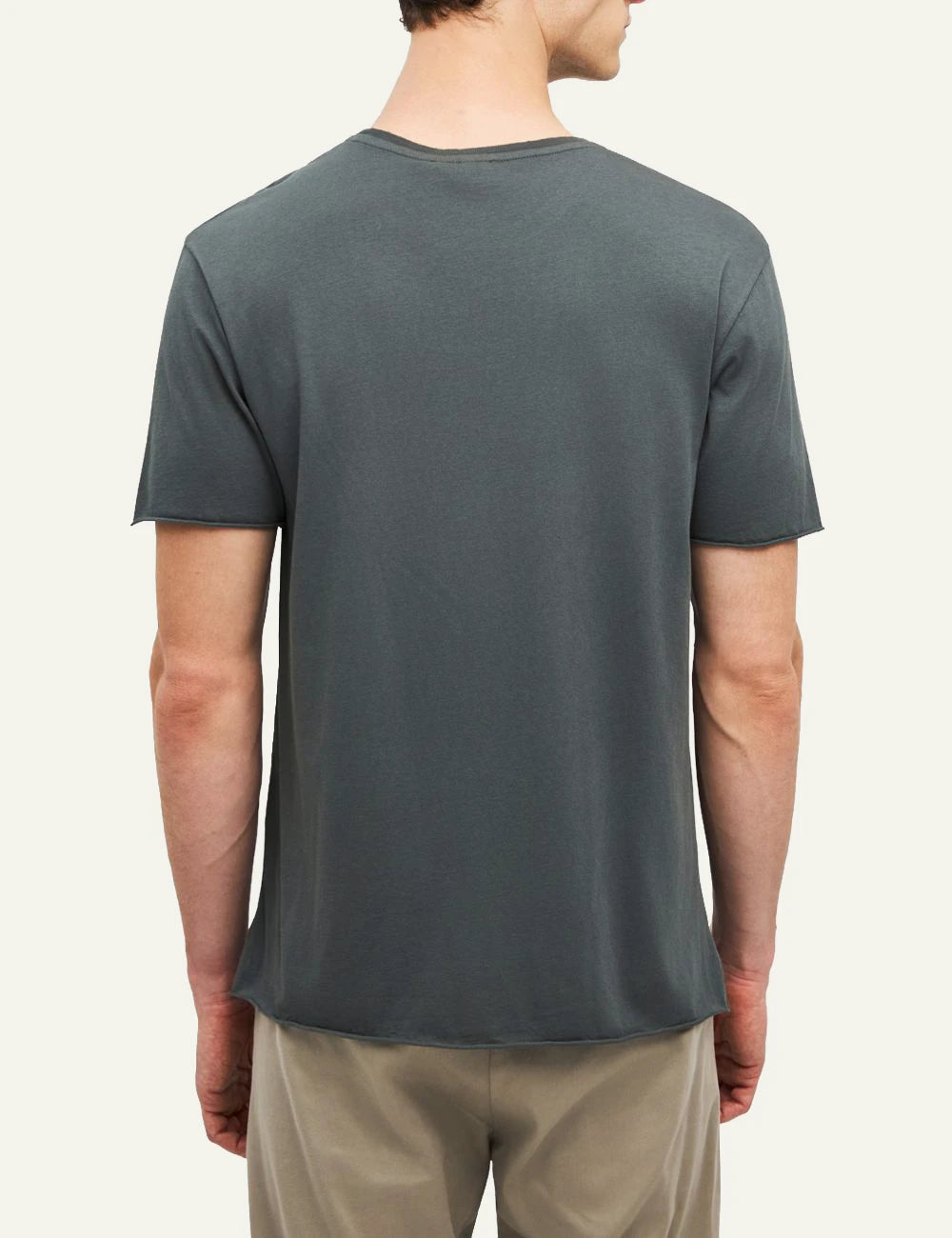 Men's Dirty Laundry dark grey cotton T-shirt with regular fit and raw edge finish back