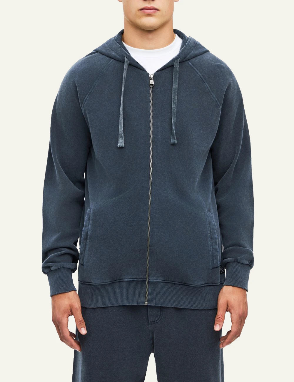 Men's Dirty Laundry faded blue cotton zip-up hoodie with raglan sleeves