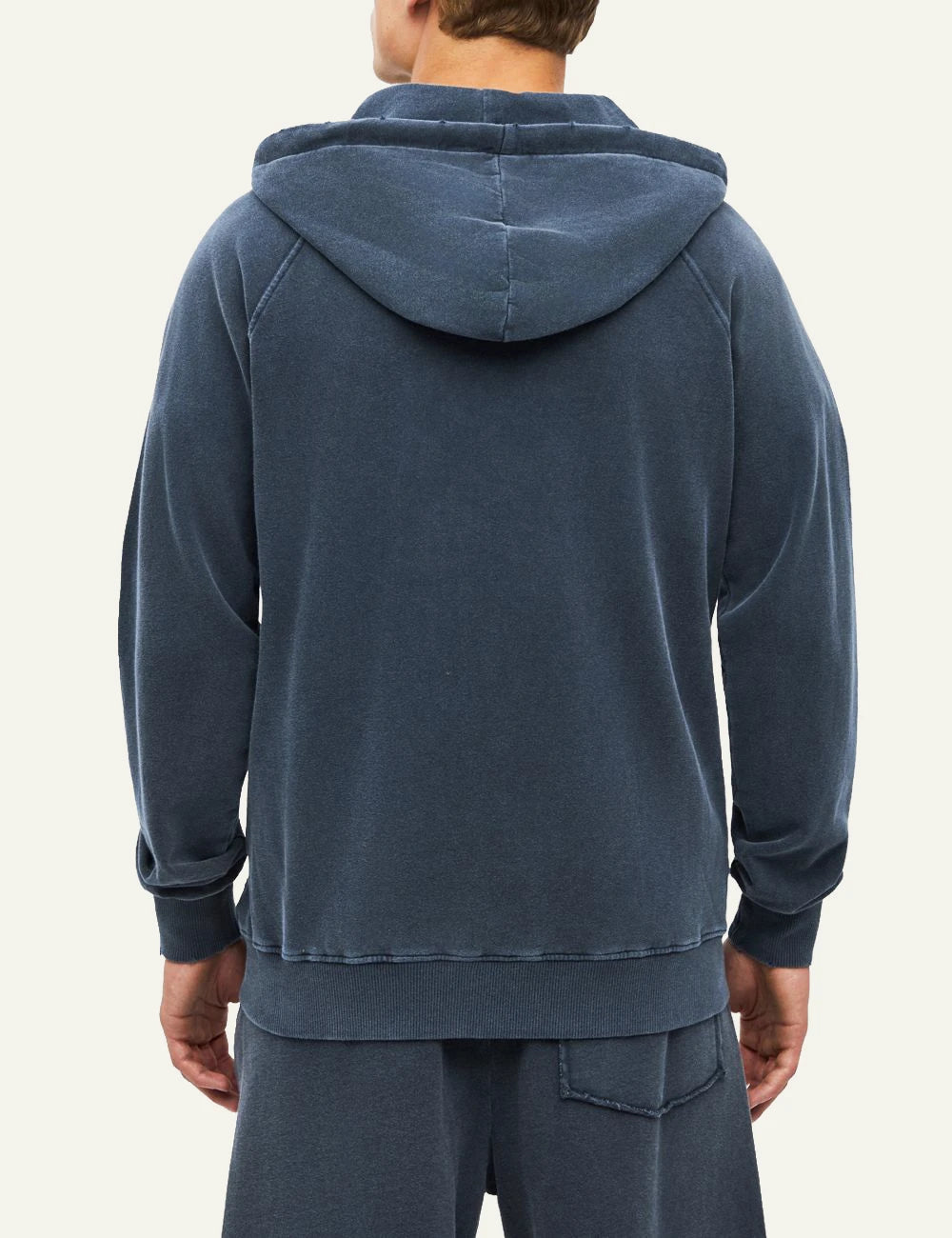Men's Dirty Laundry faded blue cotton zip-up hoodie with raglan sleeves back