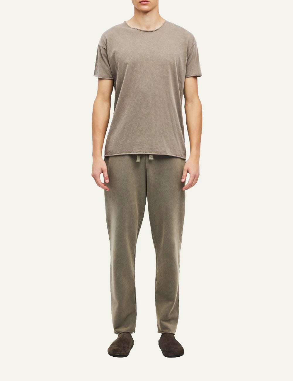 Men's Dirty Laundry faded khaki cotton sweatpants with drawstring waist full body