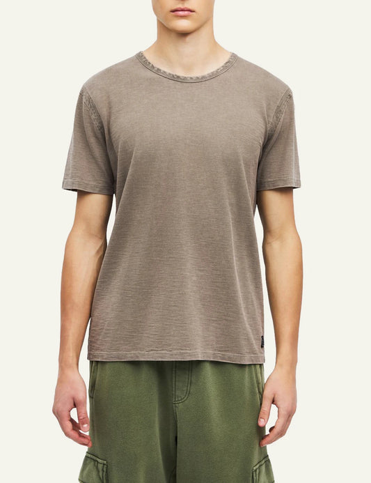 Men's Dirty Laundry taupe slub cotton T-shirt with regular fit and crew neck