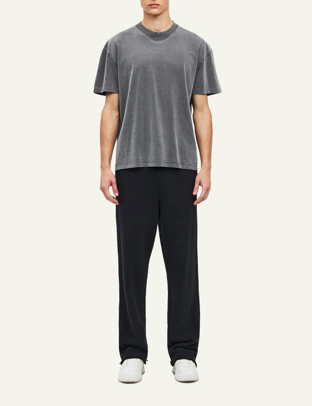 Men's Dirty Laundry washed grey oversized cotton T-shirt with dropped shoulders full body