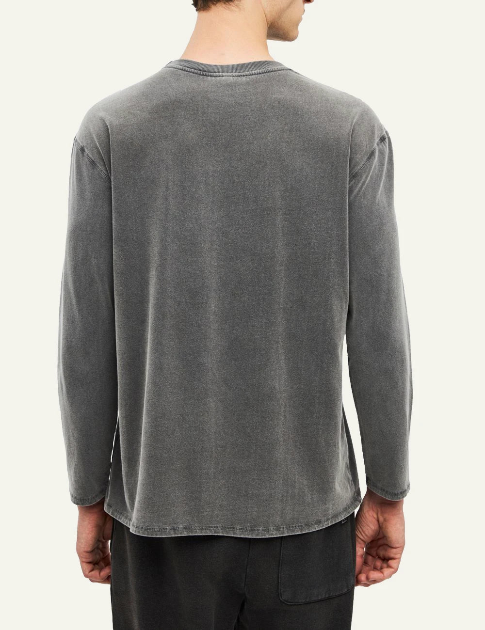 Men's Dirty Laundry washed grey oversized brushed long sleeve top with crew neck back