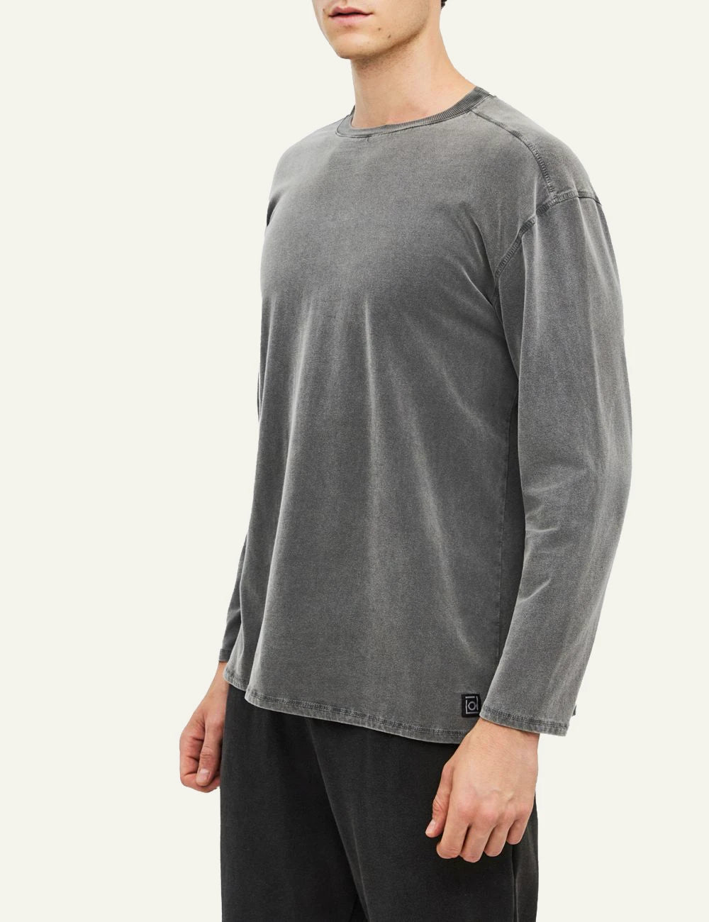Men's Dirty Laundry washed grey oversized brushed long sleeve top with crew neck side