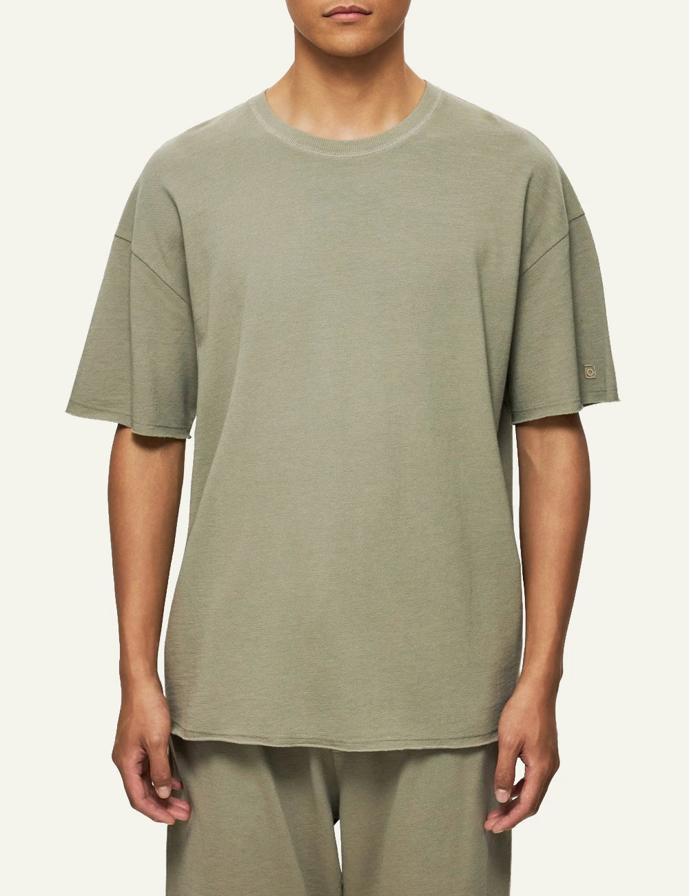 dirty laundry oversized t-shirt olive green front model view