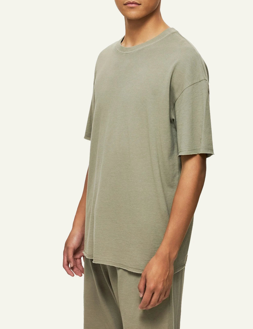 dirty laundry oversized t-shirt olive green side model view
