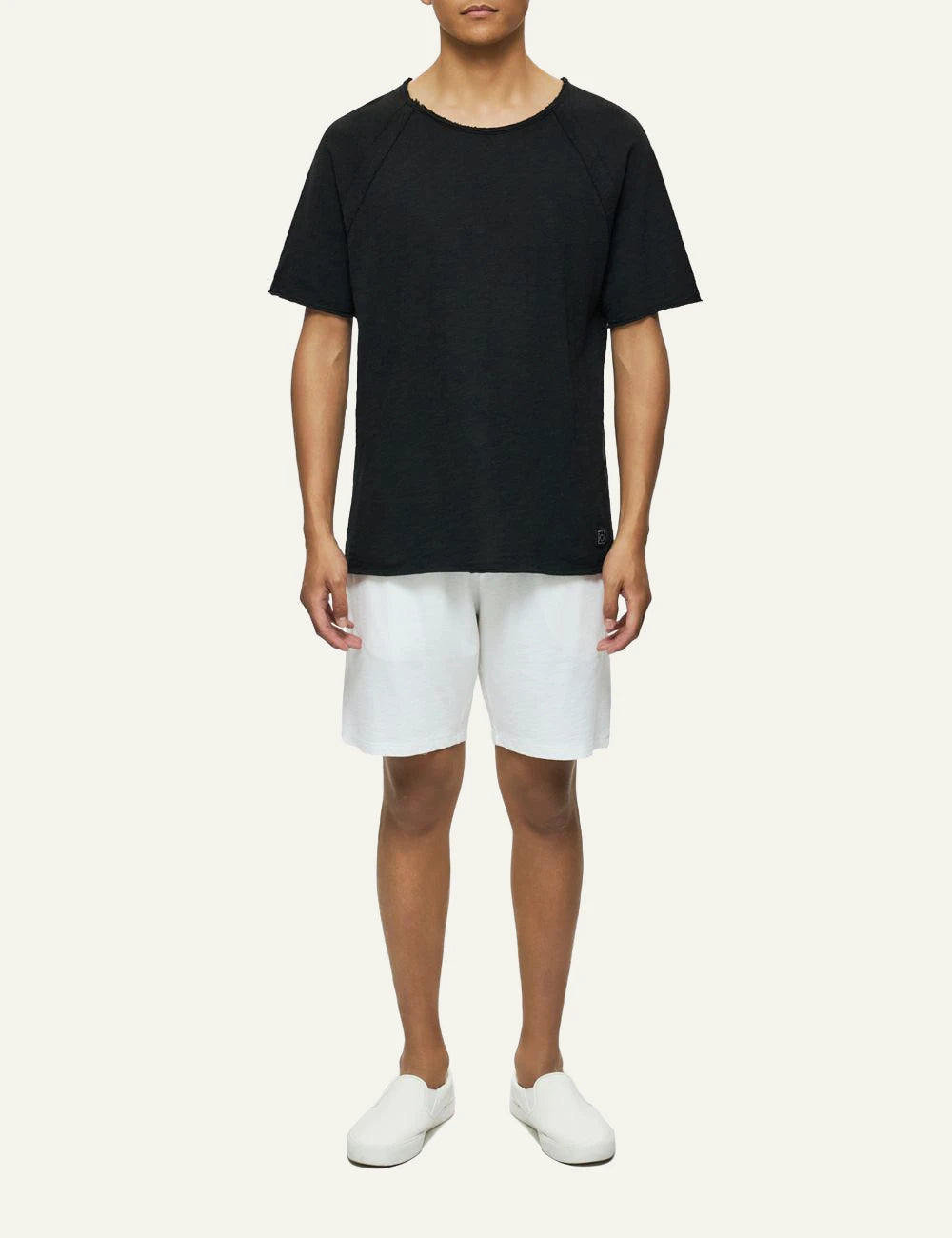 Dirty Laundry raglan t-shirt black front look model