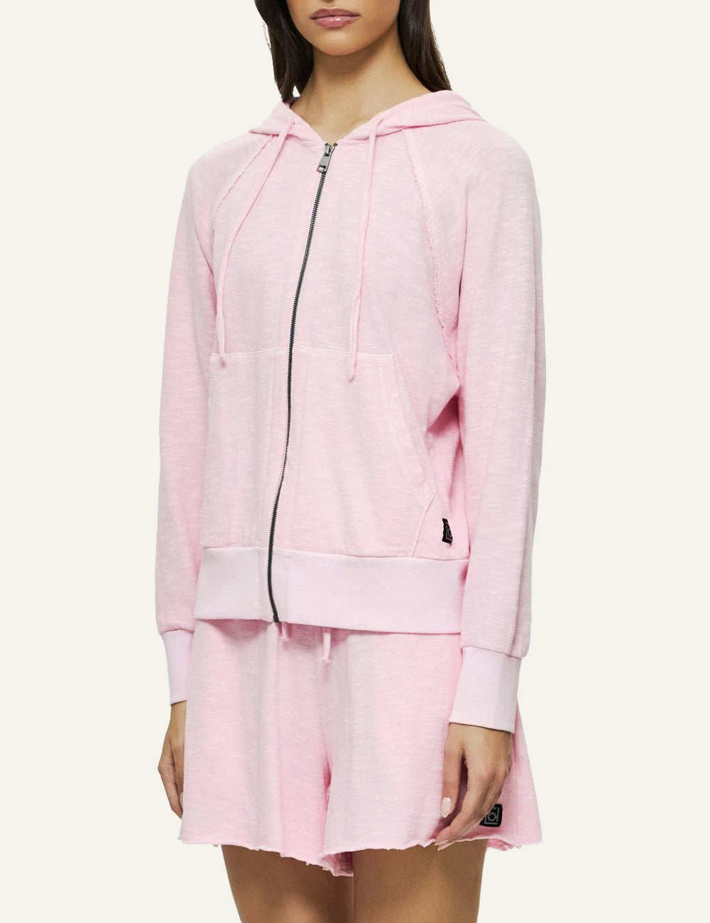 Dirty Laundry regular raglan fullzip hoodie bubblegum side look