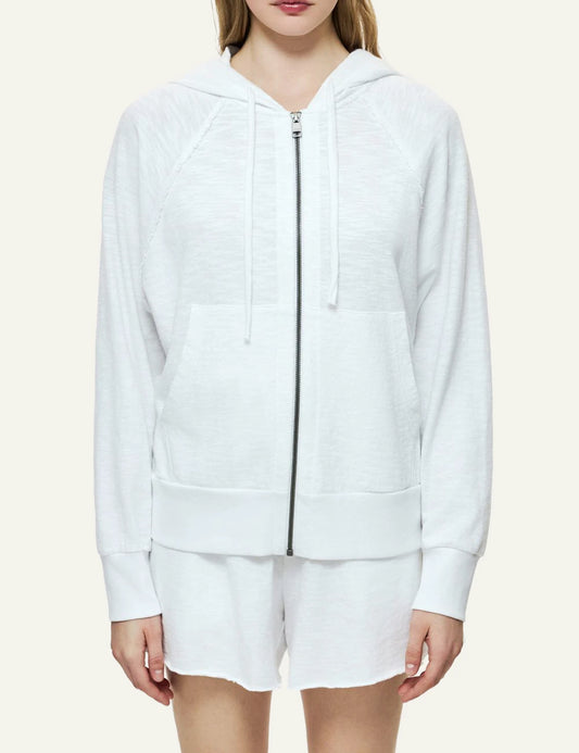 Dirty Laundry regular raglan fullzip hoodie white front look