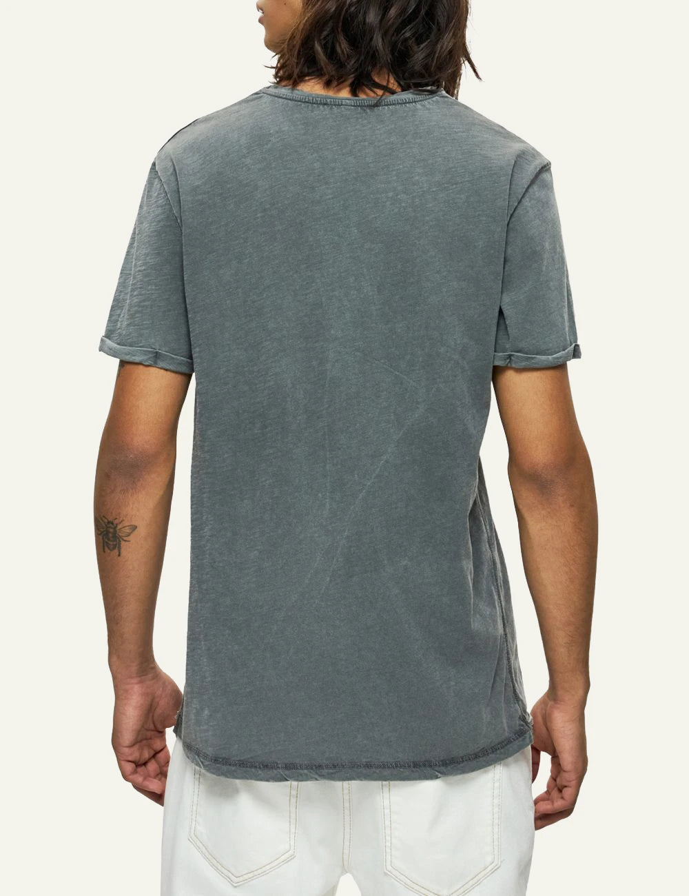 Dirty Laundry roundneck detailed t-shirt vintage grey back look