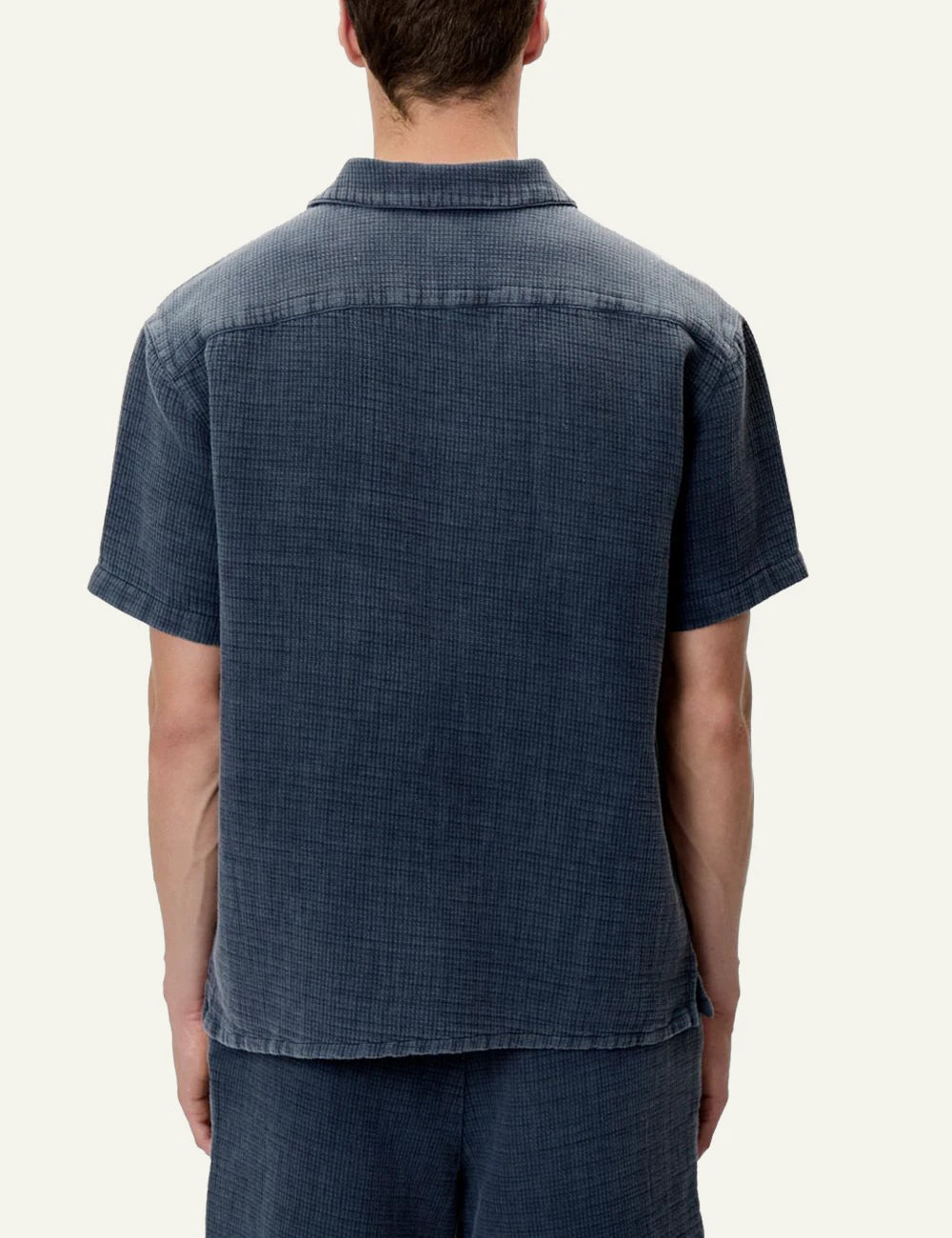 Dirty Laundry short sleeve shirt textured blue back view