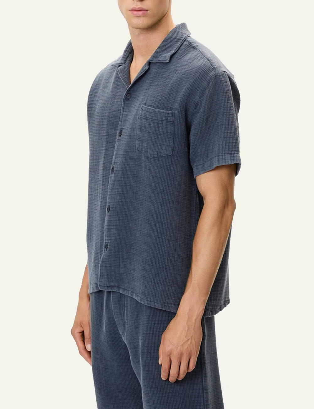 Dirty Laundry short sleeve shirt textured blue side view