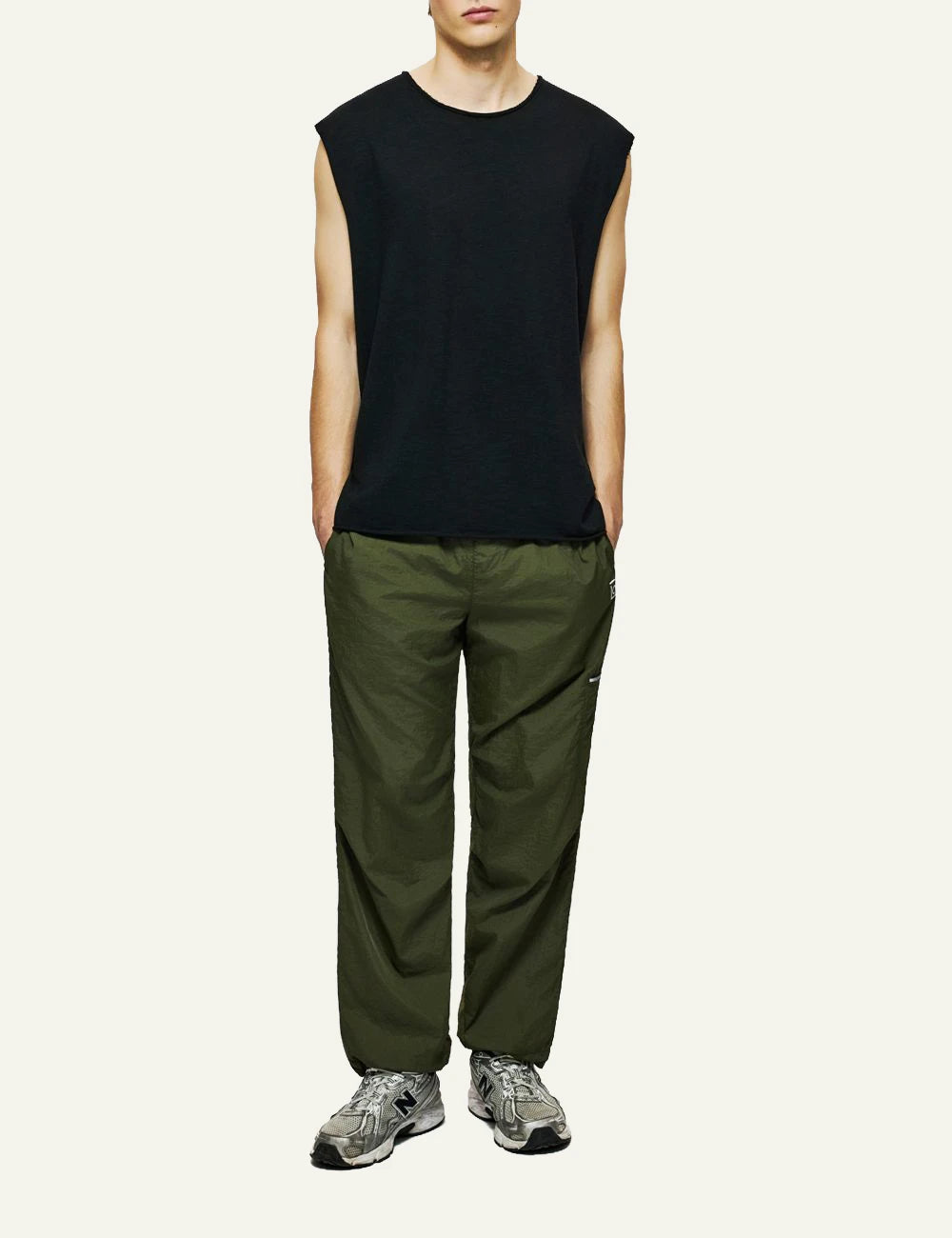 Dirty Laundry sleeveless slub top black raw edges casual front full body view