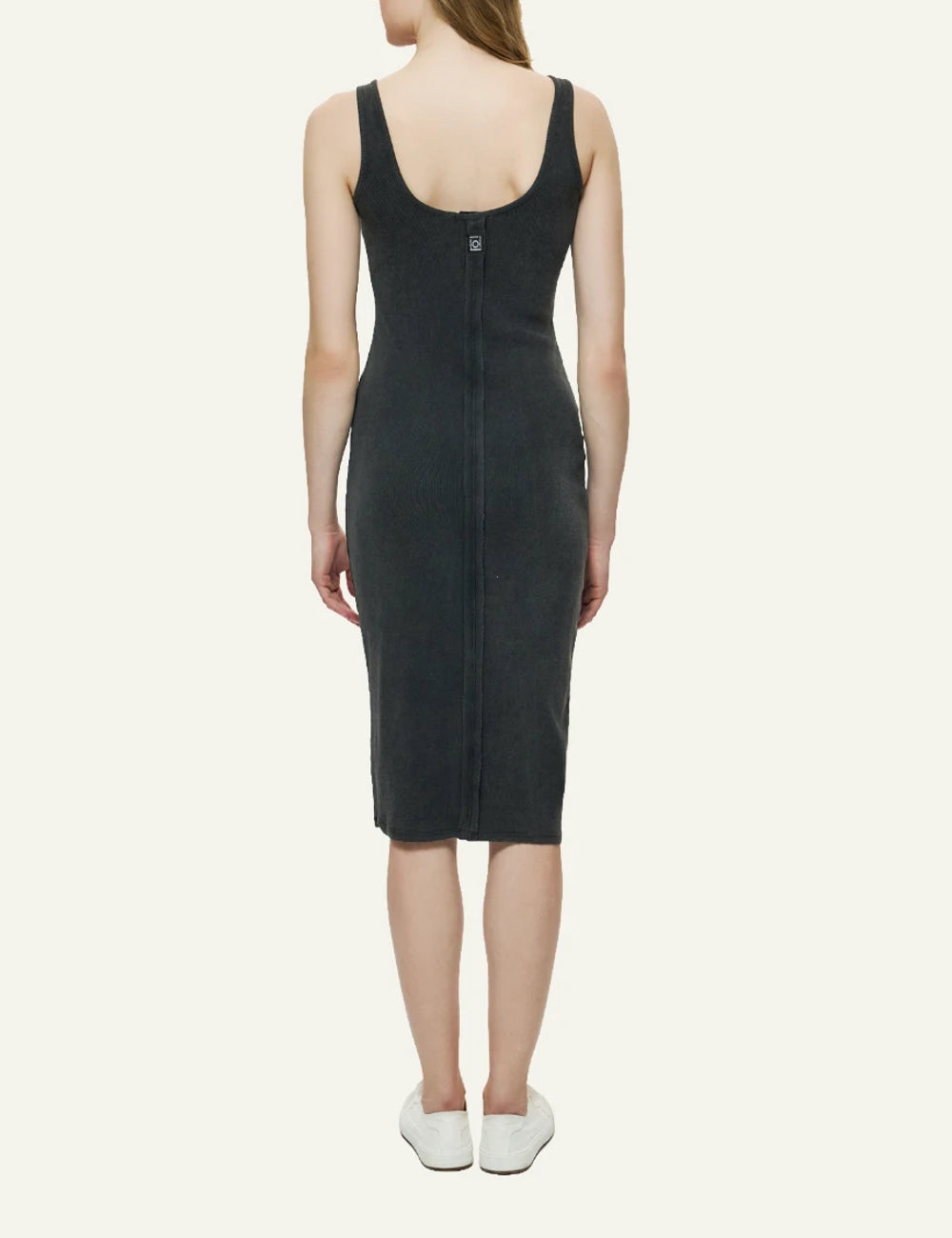 dirty laundry tank dress black midi ribbed slim fit back model view