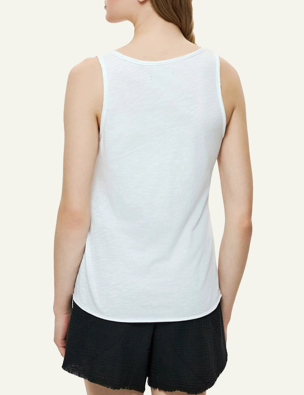 dirty laundry tank top white slub cotton v neck back view