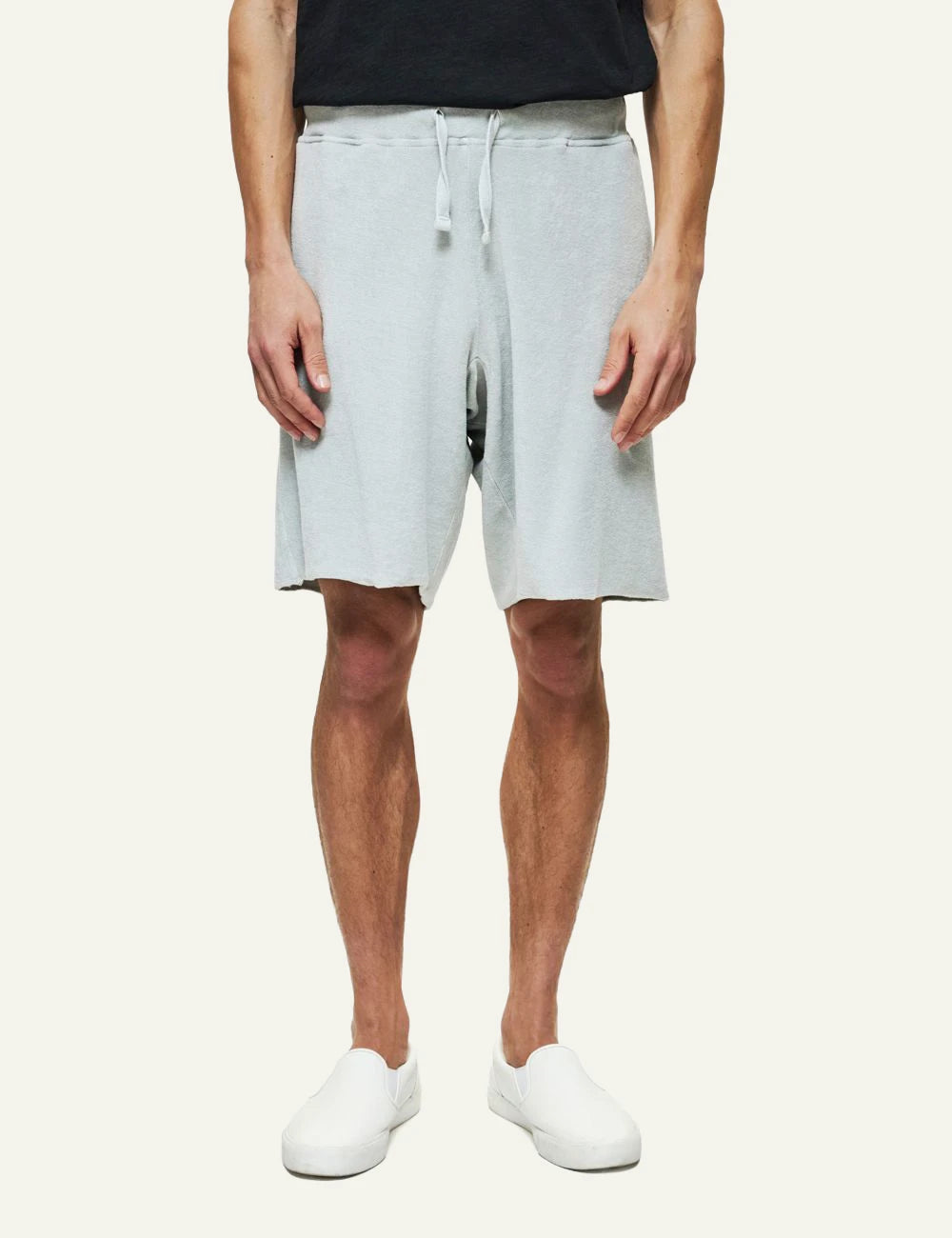 Dirty Laundry terry shorts light green on model front model view