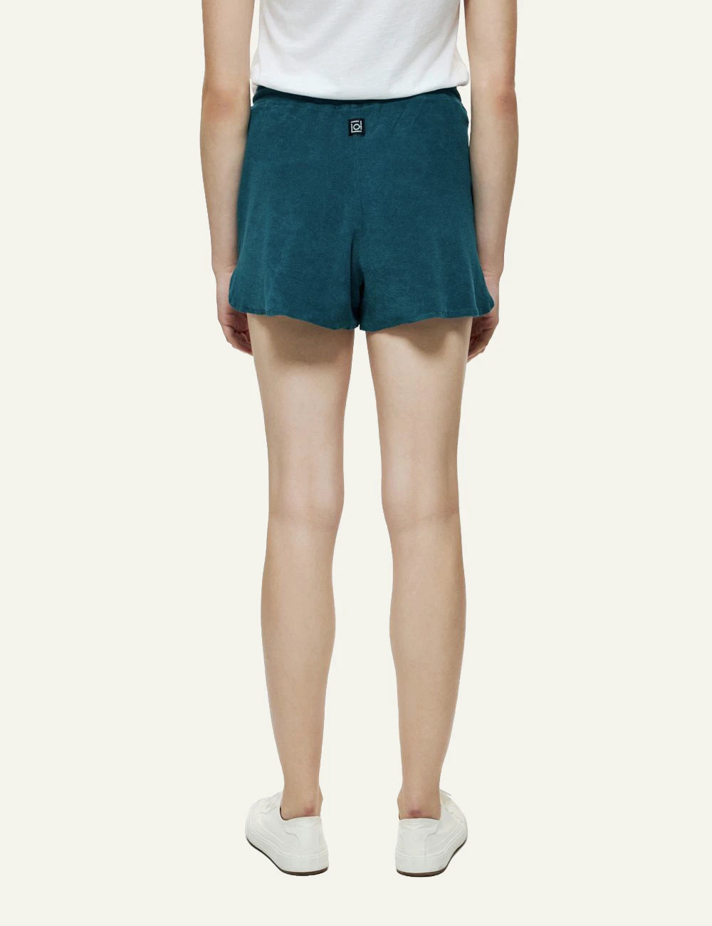 Dirty Laundry terry shorts teal relaxed fit drawstring back view
