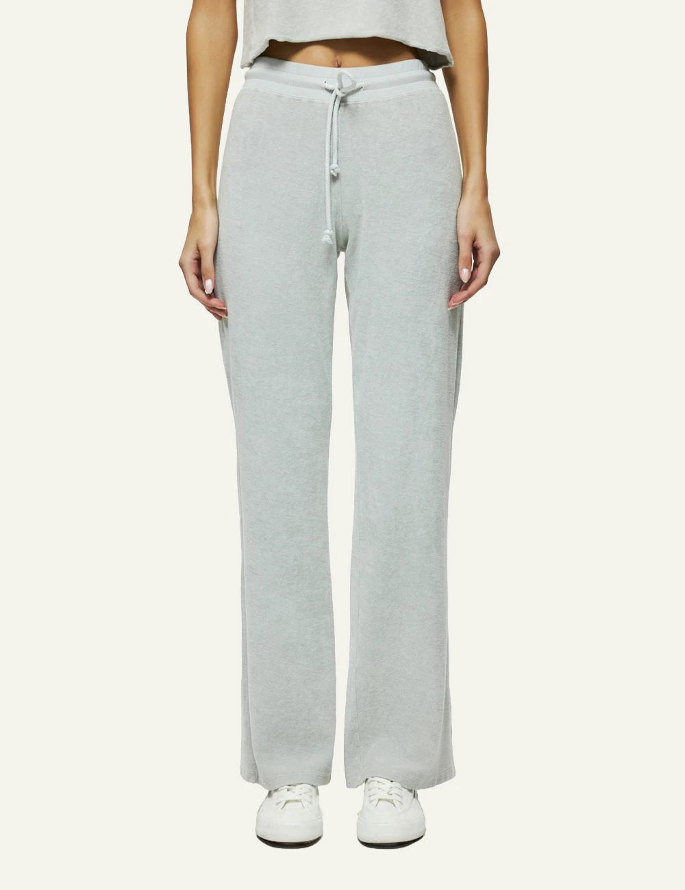 dirty laundry terry towel sweatpants grey wide leg front model view