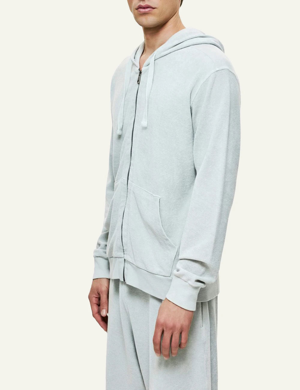 Dirty Laundry terry zip hoodie light grey relaxed fit side view