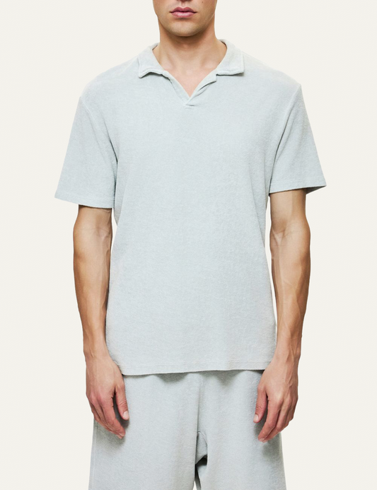 Dirty Laundry terry polo t-shirt light grey regular fit front model view