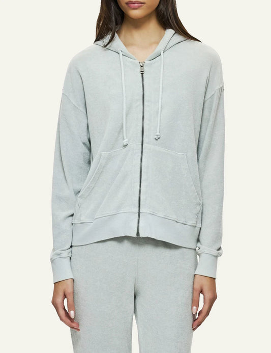 Dirty Laundry terry zip hoodie light grey relaxed fit front model view