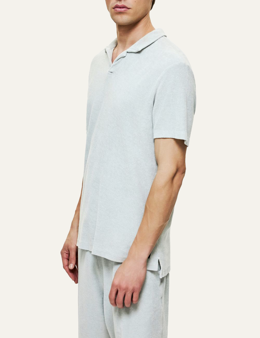 Dirty Laundry terry polo t-shirt light grey regular fit side view