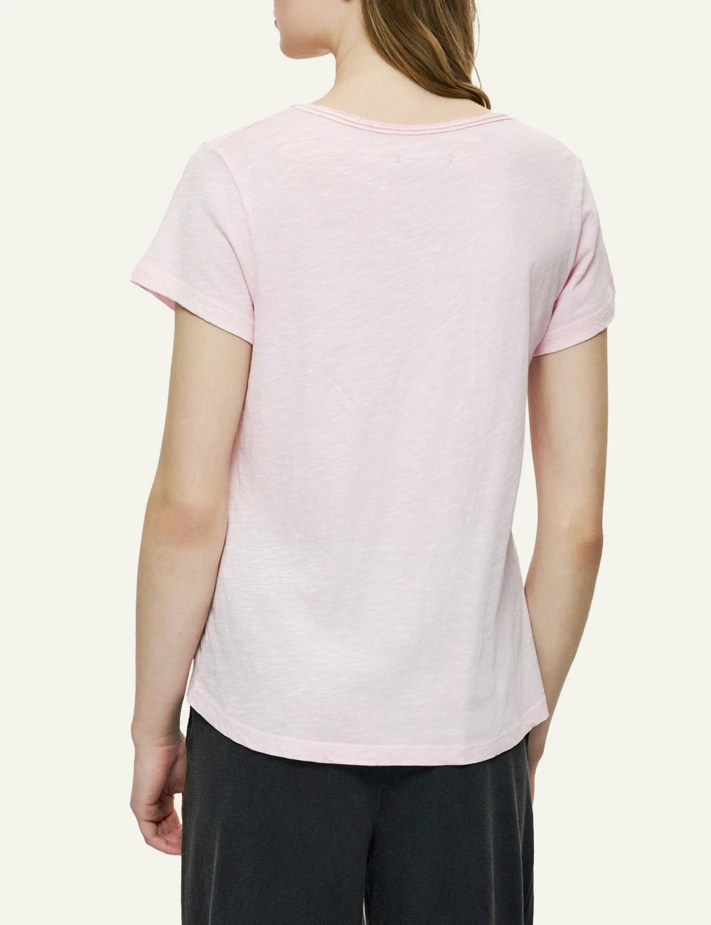 Dirty Laundry v-neck t-shirt bubblegum back look