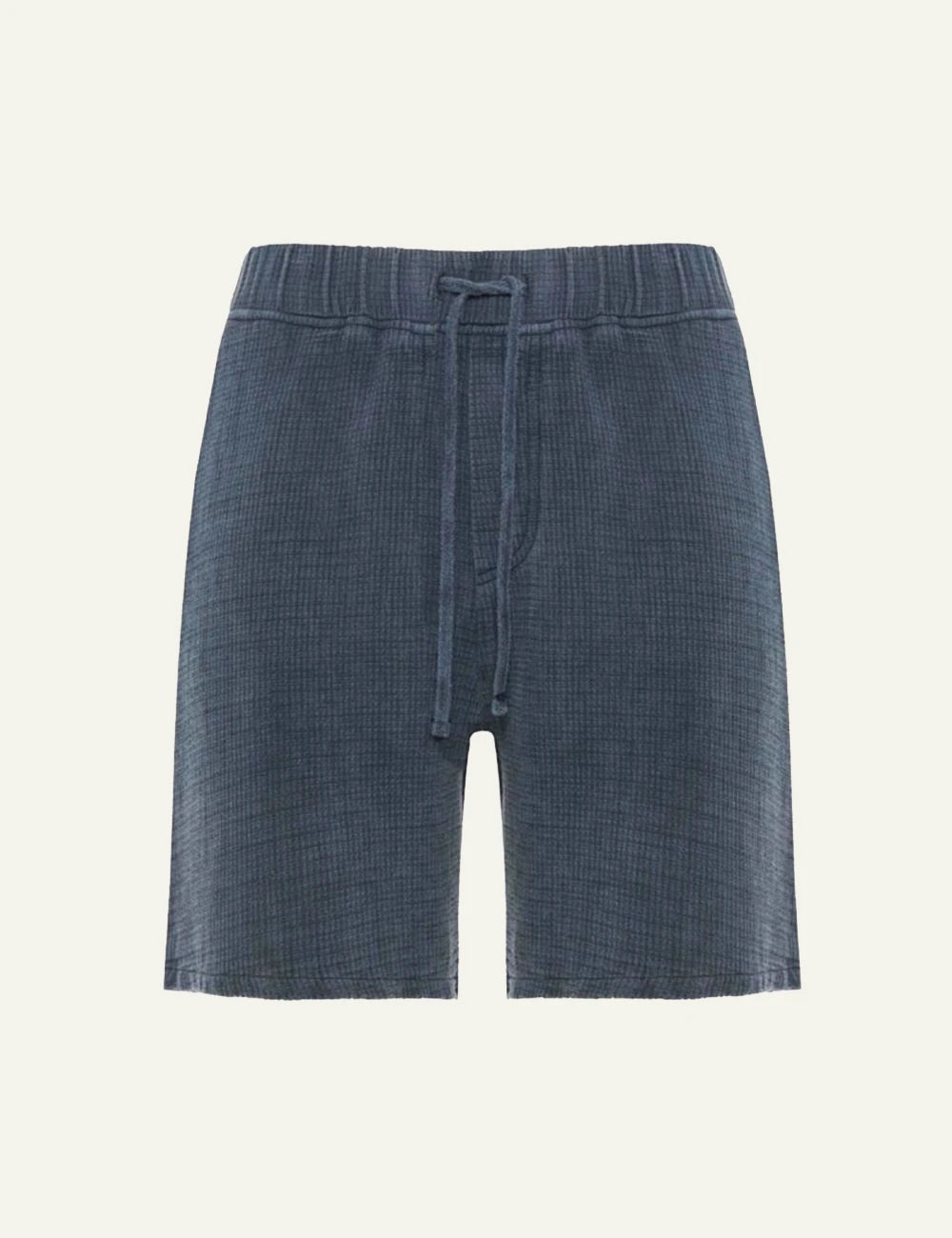Dirty Laundry waffle shorts vintage blue elastic waist relaxed fit front model view