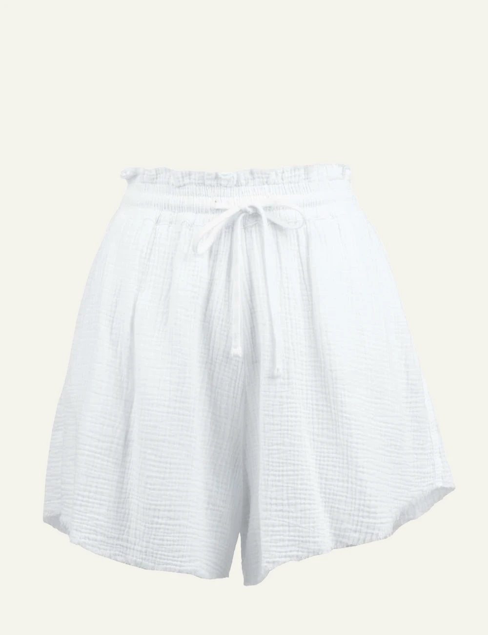 Dirty Laundry waffle shorts white high waist relaxed fit front flat view