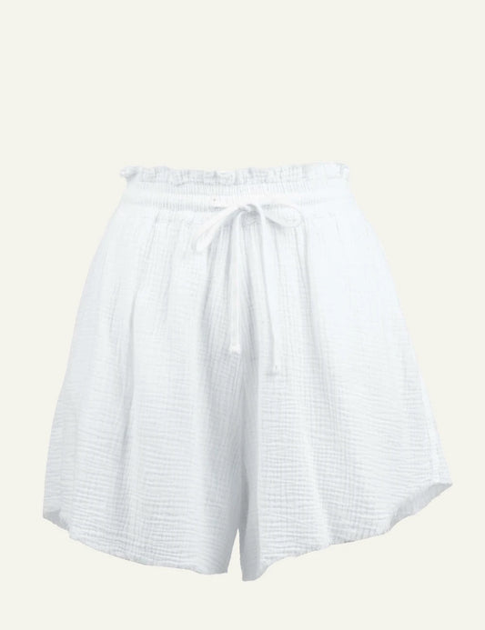 Dirty Laundry waffle shorts white high waist relaxed fit front flat view