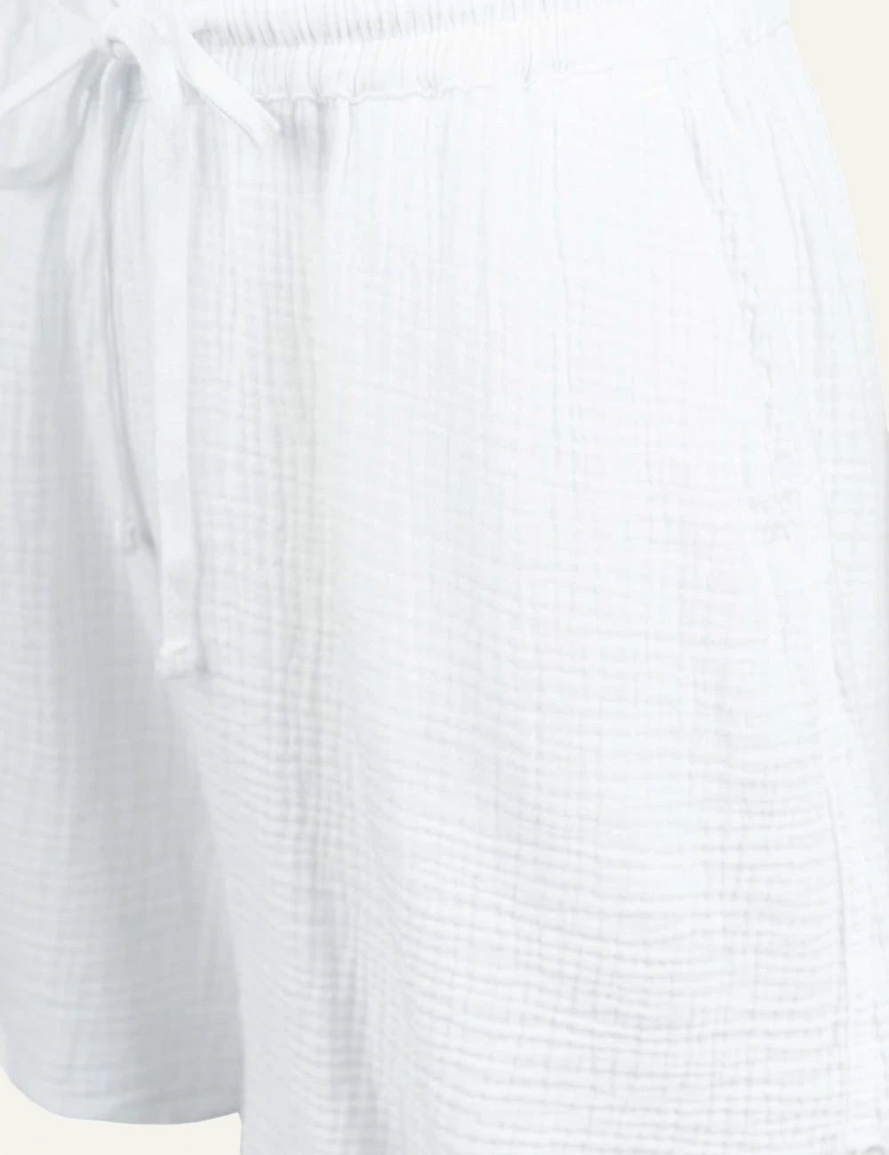 Dirty Laundry waffle shorts white high waist relaxed fit front detail view
