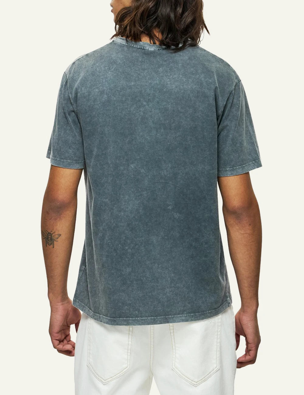 Dirty Laundry washed green t-shirt relaxed fit back model view