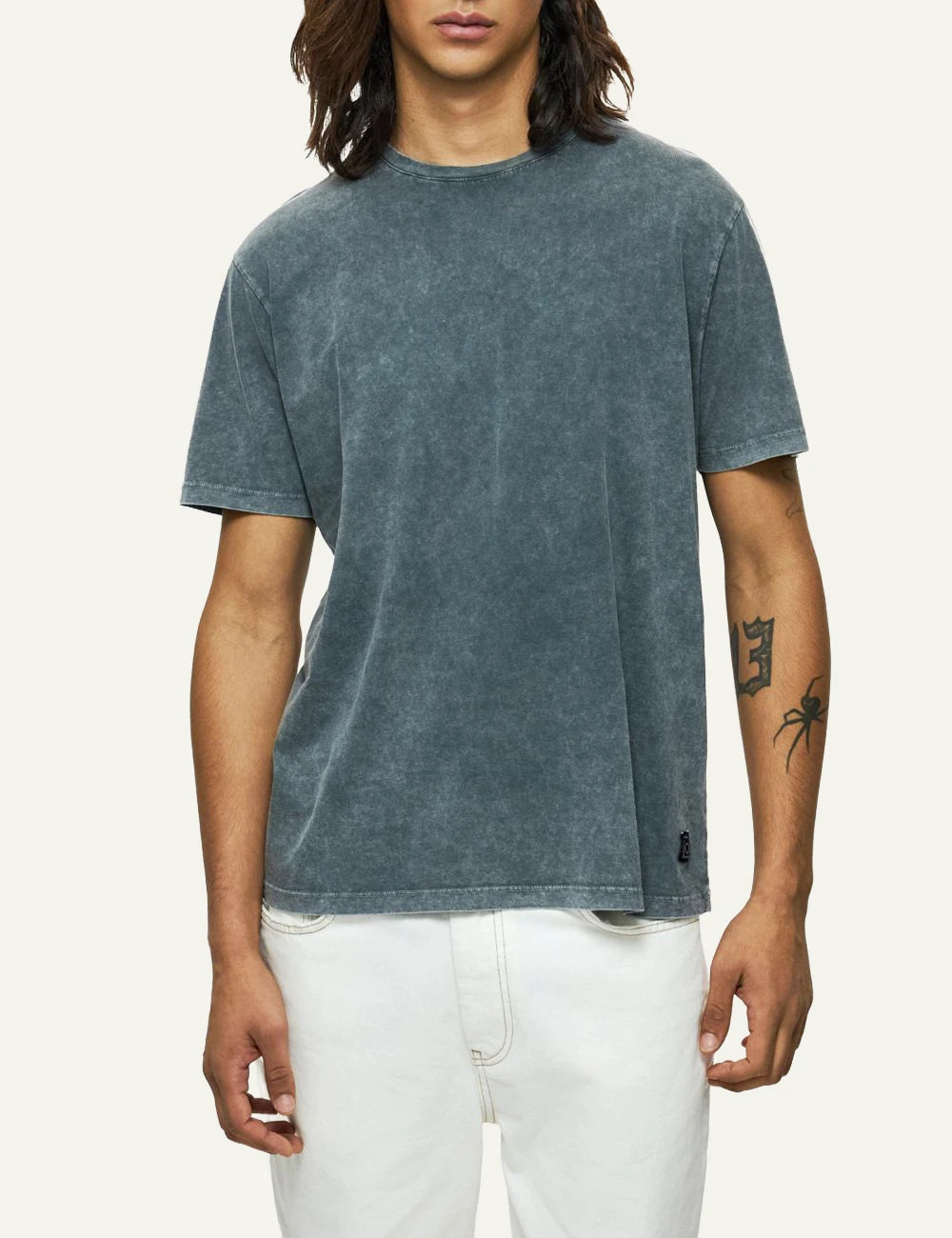 Dirty Laundry washed green t-shirt relaxed fit front model view