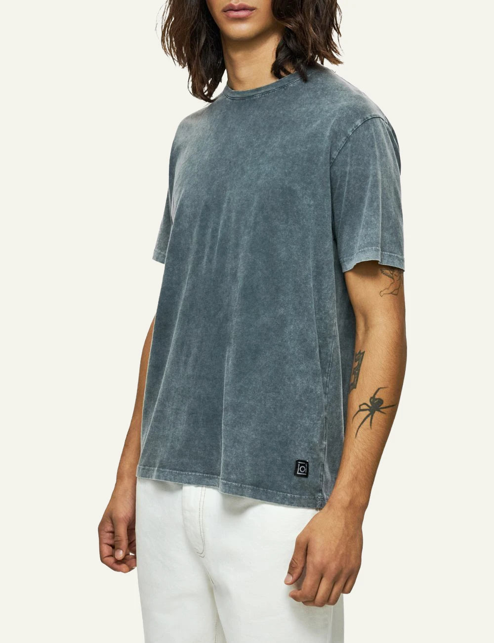 Dirty Laundry washed green t-shirt relaxed fit side model view