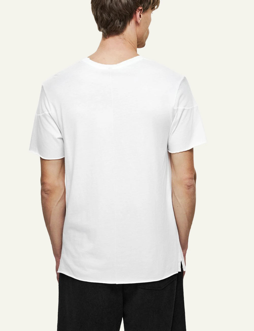 Dirty Laundry white t-shirt relaxed fit back model view