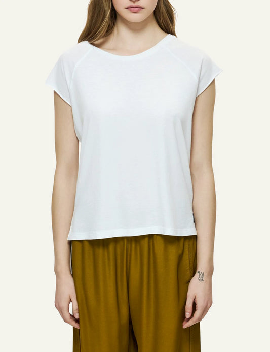 Dirty Laundry white short sleeve t-shirt relaxed fit front model view