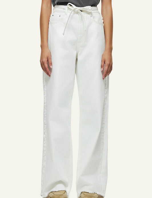 Dirty Laundry white wide leg jeans high waist front model view