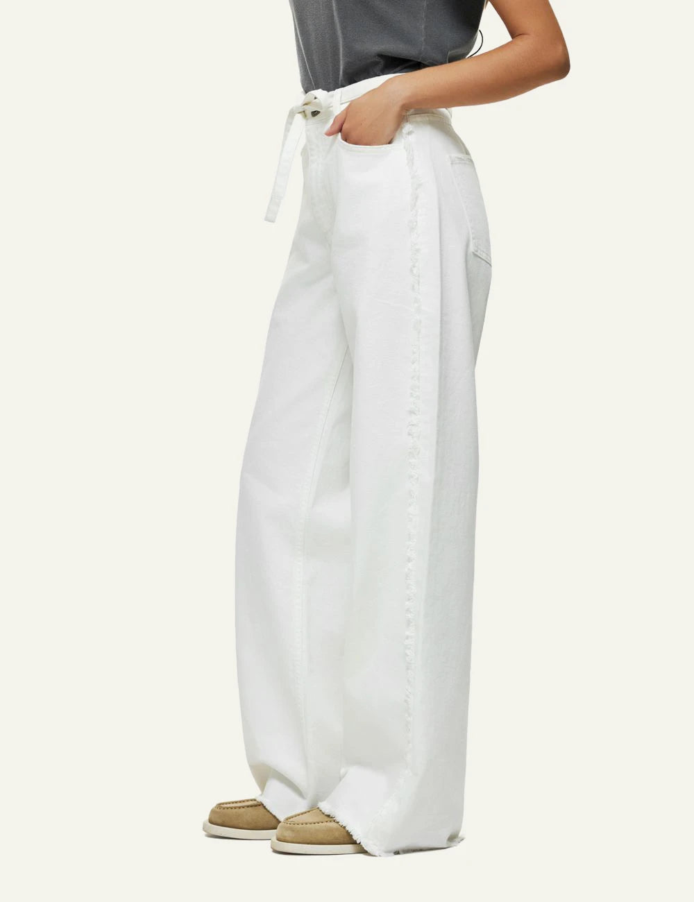 Dirty Laundry white wide leg jeans high waist side view