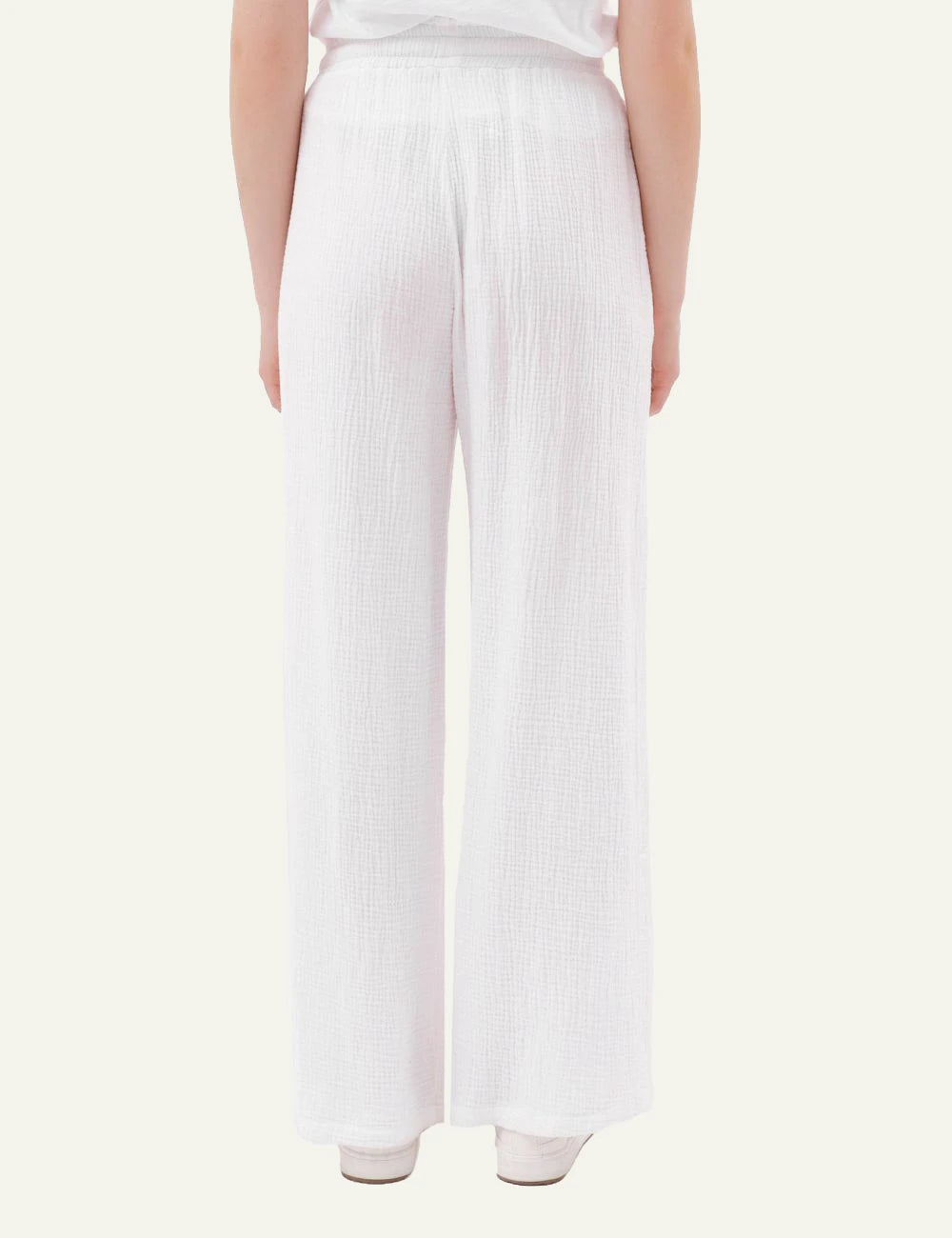 Dirty Laundry wide leg pants white textured fabric drawstring waist back view