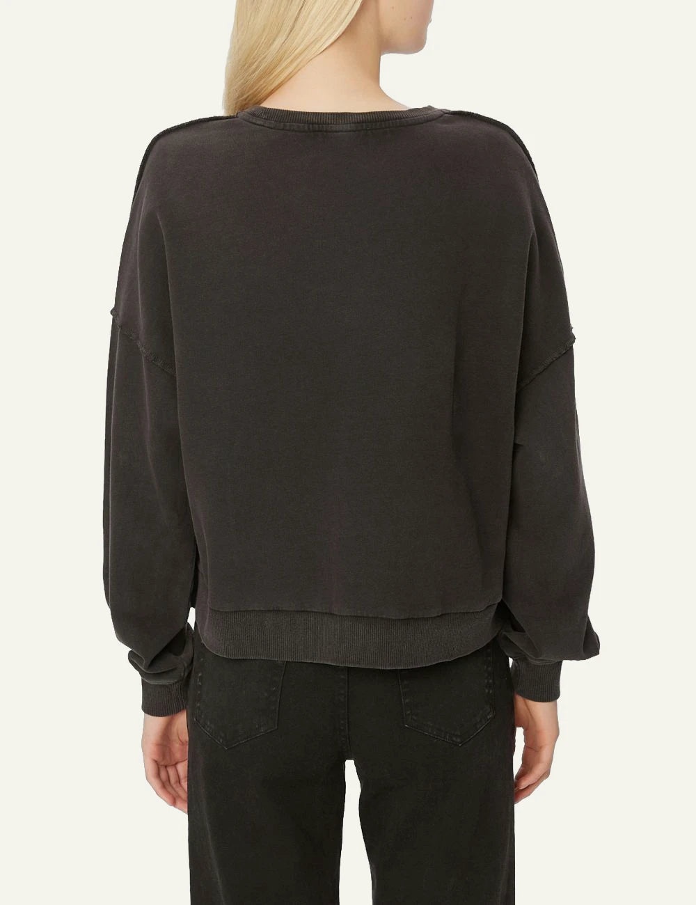 Women's Dirty Laundry faded black cotton sweatshirt with relaxed fit and asymmetric hem back