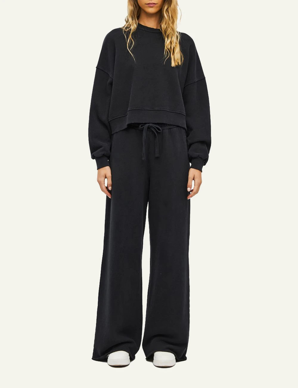 Women's Dirty Laundry faded black oversized sweatshirt with distressed details full body