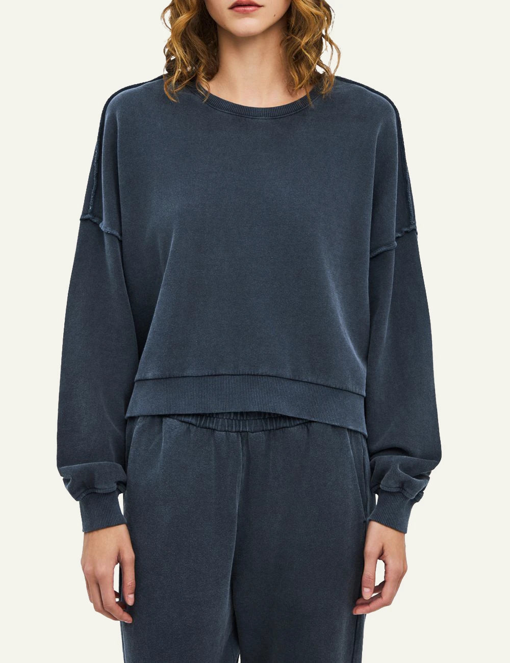 Women's Dirty Laundry faded blue oversized cotton sweatshirt with exposed seams