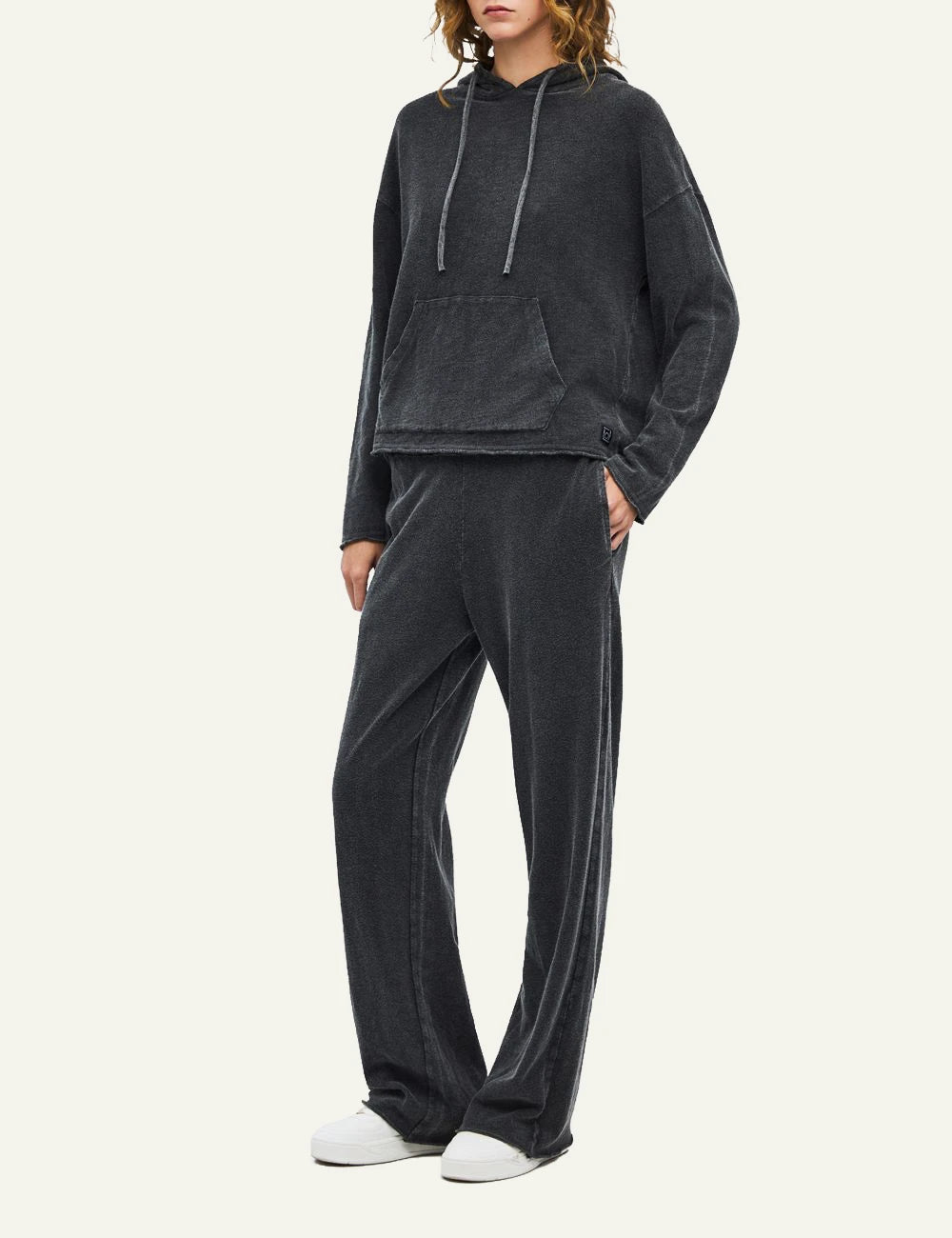 Women's Dirty Laundry faded charcoal oversized hoodie with kangaroo pocket full body