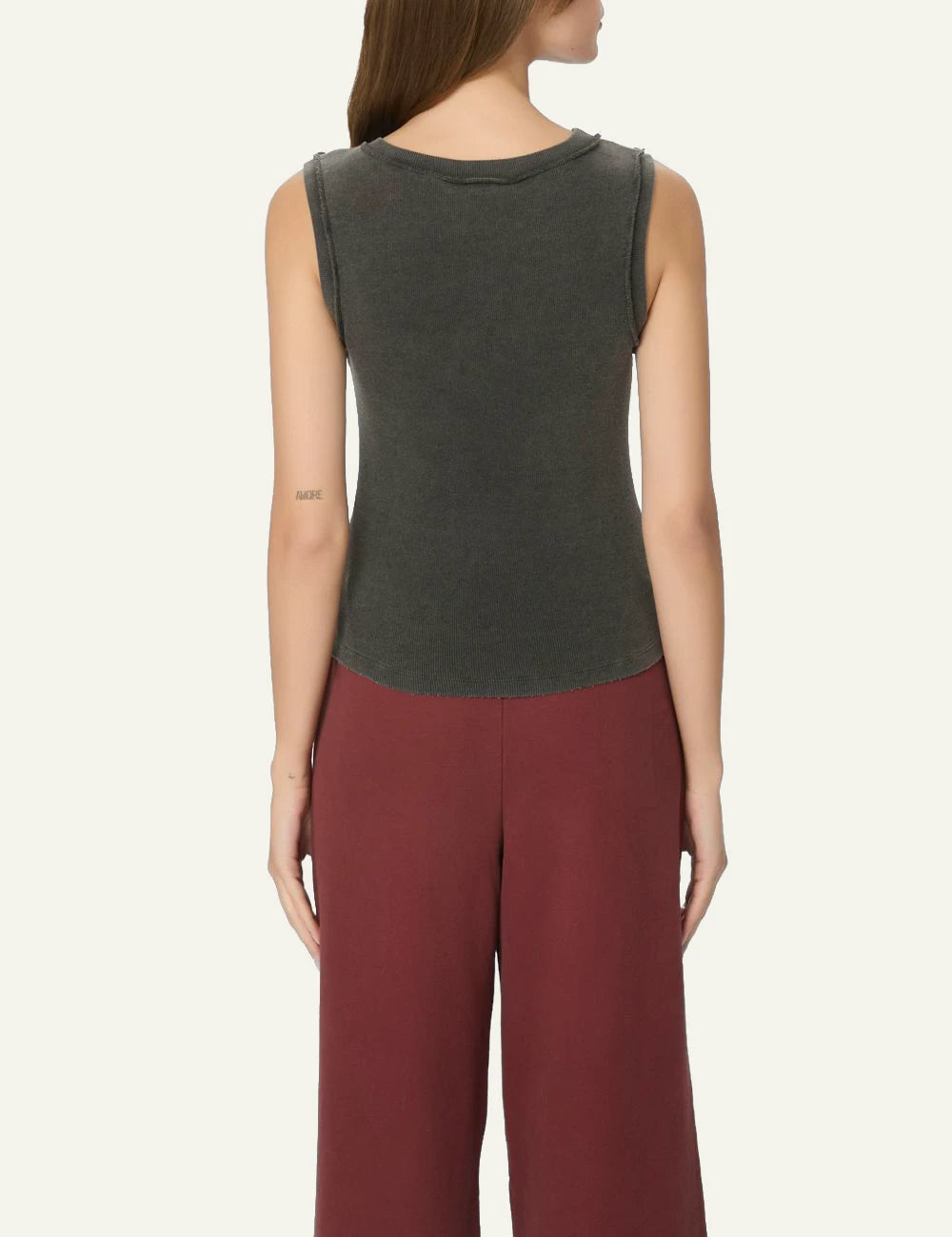 Women's Dirty Laundry faded charcoal ribbed cotton sleeveless top back