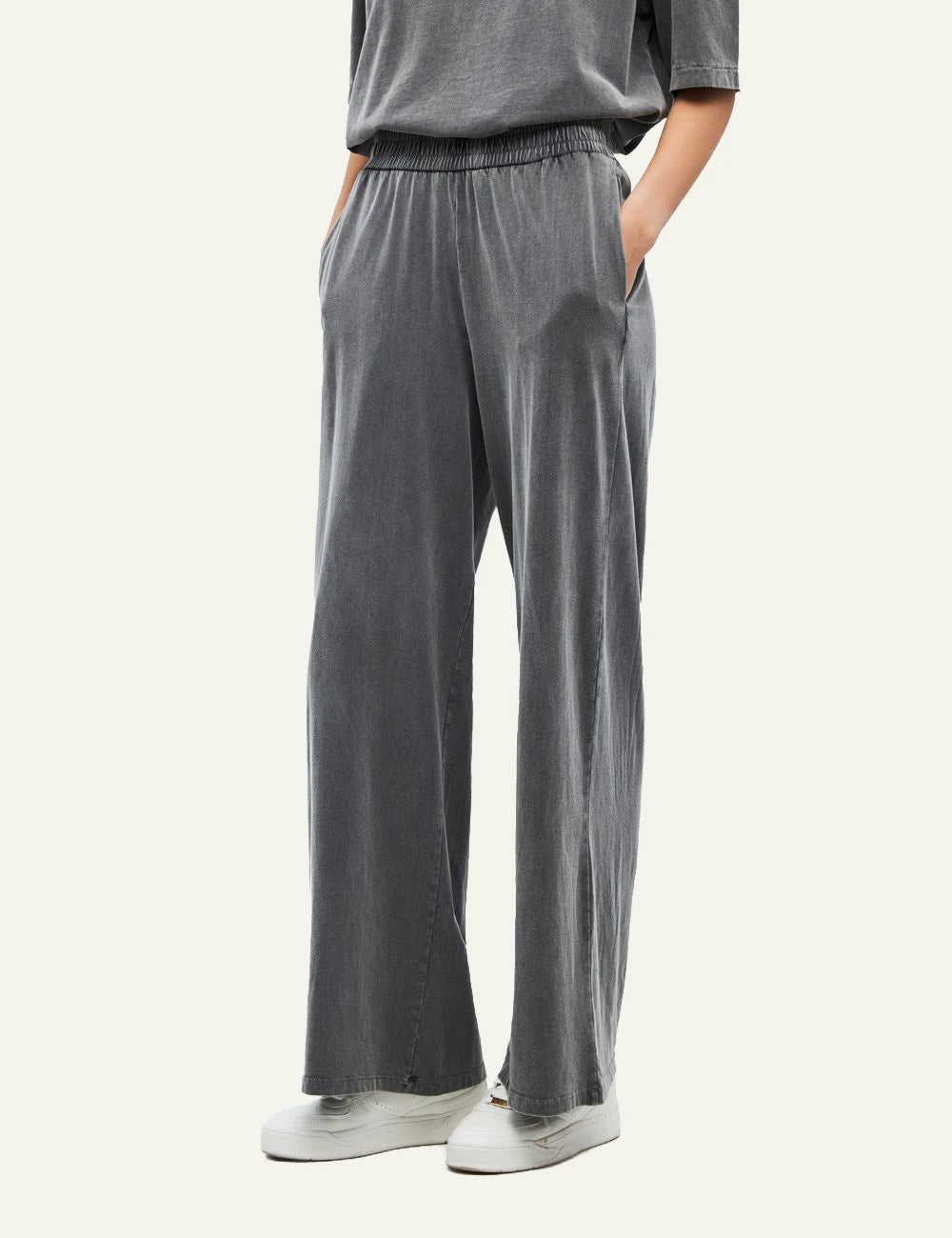 Women's Dirty Laundry faded grey cotton wide leg sweatpants with elastic waist side
