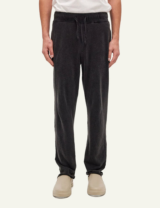 Dirty Laundry anthracite cotton jogger pants with drawstring waist and raw hem front model view